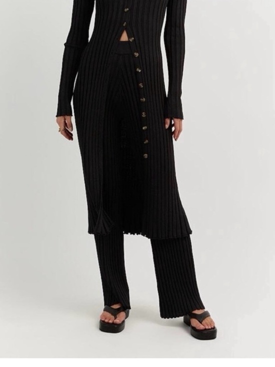 DISSH Pants - DISSH Black Ribbed Knit Pants- XS